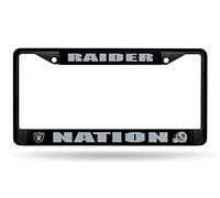 Rico Industries, INC. Oakland Raiders Noir Raider Nation Cadre chromé en Métal Tag de Plaque d'immatriculation Coque de Football