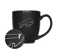 Rico Industries Mug de bistrot noir mat NFL Football Buffalo Bills Main de 473 ml - pour boissons chaudes ou froides - Logo de l'équipe gravé pour une sensation unique