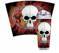 Rico Industries NAPA Gobelet en acrylique à double paroi avec paille et couvercle à charnière, tête de mort mus 710 ml