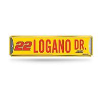 Rico Industries NASCAR Racing Joey Logano Plaque de rue en métal 10,2 x 38,1 cm Décoration d'intérieur - Chambre - Bureau - Man Cave