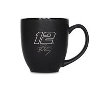 Rico Industries NASCAR Racing Ryan Blaney Tasse Bistrot en céramique noire mate gravée au laser pour boissons chaudes ou froides 425 ml