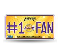 Rico Industries NBA # 1 Fan en métal Auto Tag, Los Angeles Lakers