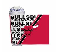 Rico Industries NBA Basketball Chicago Bulls Gobelet en acrylique avec couvercle à charnière, gobelet à double paroi sous licence officielle avec paille 710 ml