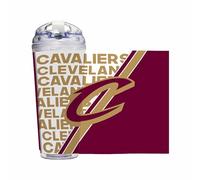 Rico Industries NBA Basketball Cleveland Cavaliers Gobelet en acrylique de 710 ml avec couvercle à charnière, gobelet à double paroi sous licence officielle avec paille