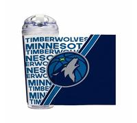 Rico Industries NBA Basketball Minnesota Timberwolves Gobelet en acrylique avec couvercle à charnière, gobelet à double paroi sous licence officielle avec paille 710 ml