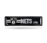 Rico Industries NBA Brooklyn Nets Plaque de rue en métal (10,2 x 38,1 cm) - Idéal pour la maison, la chambre à coucher, la décoration de cave