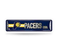 Rico Industries NBA Indiana Pacers Plaque de Rue en métal (10,2 x 38,1 cm) - Idéal pour la Maison, Le Bureau, la Chambre à Coucher et la Grotte - Fabriqué