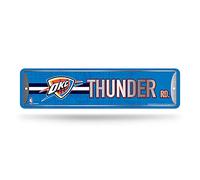 Rico Industries NBA Oklahoma City Thunder Home Decor Plaque de rue en métal (10,2 x 38,1 cm) - Idéal pour la maison, le bureau, la chambre à coucher et la cave - Fabriqué