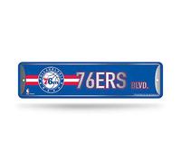 Rico Industries NBA Philadelphia 76ers Plaque de rue en métal pour décoration d'intérieur (10,2 x 38,1 cm) - Idéal pour la maison, le bureau, la chambre à coucher et la grotte - Fabriqué