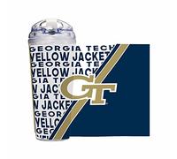 Rico Industries NCAA Georgia Tech Yellow Jackets Standard 24oz Acrylic Tumbler with Hinged Lid, Officially Licensed Double Wall Tumbler with Straw
