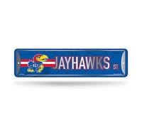 Rico Industries NCAA Kansas Jayhawks Plaque de rue en métal (10,2 x 38,1 cm) - Idéal pour la maison, le bureau, la chambre à coucher et la cave - Fabriqué