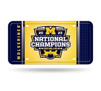 Rico Industries NCAA Michigan Wolverines 2024 CFP National Champions Metal Auto Tag 6 x 12 Pouces, idéal pour Les camions/Voitures/SUV