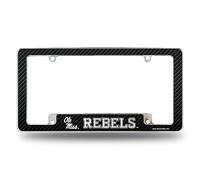 Rico Industries NCAA Mississippi Rebels Cadre de Plaque d'immatriculation Automobile en Fibre de Carbone 30,5 x 15,2 cm Chromé
