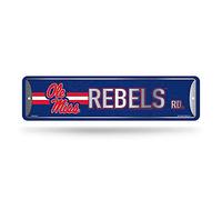 Rico Industries NCAA Mississippi Rebels Home Décor Metal Street Sign (4" x 15") - Great for Home, Office, Bedroom, & Man Cave - Made