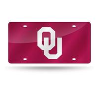 Rico Industries NCAA Oklahoma Sooners Laser Inlaid Metal License Plate Tag Team Color, 6 x 12-