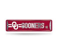 Rico Industries NCAA Oklahoma Sooners Plaque de rue en métal (10,2 x 38,1 cm) - Idéal pour la maison, le bureau, la chambre à coucher et la cave - Fabriqué