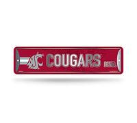 Rico Industries NCAA Plaque de rue en métal Washington State Cougars Décoration d'intérieur (10,2 x 38,1 cm) - Idéal pour la maison, le bureau, la chambre à coucher et la cave - Fabriqué