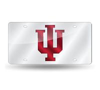 Rico Industries NCAA Plaque d'immatriculation en métal incrusté au Laser Argenté, LZS200101, Indiana Hoosiers, 12"x6"x1"