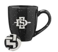 Rico Industries NCAA San Diego State Aztecs - SDSU Tasse à café en céramique mouchetée gravée au laser Noir 473 ml