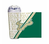 Rico Industries NCAA South Florida Bulls Gobelet en acrylique standard de 710 ml avec couvercle à charnière, gobelet à double paroi sous licence officielle avec paille