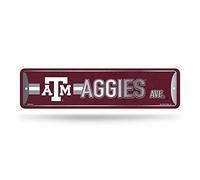 Rico Industries NCAA Texas A&M Aggies Plaque de rue en métal (10,2 x 38,1 cm) - Idéal pour la maison, le bureau, la chambre à coucher et la cave - Fabriqué