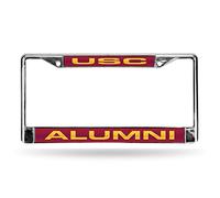 Rico Industries NCAA USC Trojans - Alumni Laser Cut Inlaid Standard Chrome License Plate Frame, 6 x 12.25-