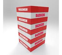 Rico Industries NCAA Wisconsin Badgers Mini tour d'équipe de voyage Mini Team Tour d'équipe de voyage - Jeu Stackem en bois