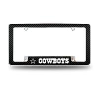 Rico Industries NFL Dallas Cowboys Cadre de Plaque d'immatriculation Automobile en Fibre de Carbone 30,5 x 15,2 cm Chromé