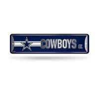 Rico Industries NFL Dallas Cowboys Plaque de rue en métal (10,2 x 38,1 cm) - Idéal pour la maison, le bureau, la chambre à coucher et la caverne - Fabriqué en argent