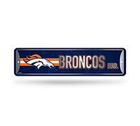 Rico Industries NFL Denver Broncos Plaque de rue en métal (10,2 x 38,1 cm) - Idéal pour la maison, la chambre, la cave