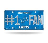 Rico Industries NFL Detroit Lions #1 Fan Metal License Plate Tag