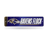 Rico Industries NFL Football Baltimore Ravens Plaque de rue en métal 10,2 x 38,1 cm Décoration d'intérieur - Chambre - Bureau - Man Cave