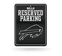 Rico Industries NFL Football Buffalo Bills Panneau de stationnement en métal en fibre de carbone 21,6 x 27,9 cm Idéal pour la grotte d'homme, la chambre, le bureau, la décoration de la maison