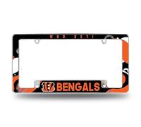 Rico Industries NFL Football Cincinnati Bengals Wave Cadre de Plaque d'immatriculation chromé pour Voiture/Camion/SUV 30,5 x 15,2 cm