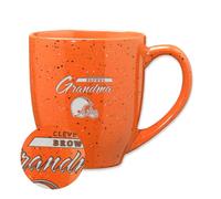 Rico Industries NFL Football Cleveland Browns Grandma Orange Tasse à café en céramique mouchetée gravée au laser 473,6 g