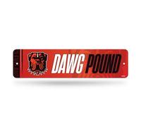 Rico Industries NFL Football Cleveland Browns Plaque de rue en métal 10,2 x 38,1 cm Décoration d'intérieur - Chambre - Bureau - Man Cave