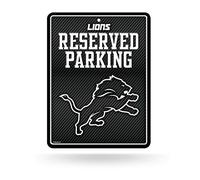 Rico Industries NFL Football Detroit Lions Panneau de stationnement en métal en fibre de carbone 21,6 x 27,9 cm Idéal pour la cave, la chambre, le bureau, la décoration de la maison