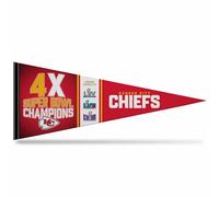 Rico Industries NFL Football Kansas City Chiefs 4 Time Super Bowl Champs 12" x 30" Felt Wall Décor Pennant - Great for Home/Bed Room/Man Cave Décor