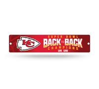Rico Industries NFL Football Kansas City Chiefs Back to Back Champs Plaque de rue en plastique 10,2 x 40,6 cm