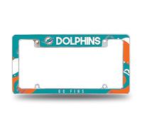 Rico Industries NFL Football Miami Dolphins Wave Cadre de Plaque d'immatriculation chromé pour Voiture/Camion/SUV 30,5 x 15,2 cm