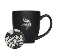 Rico Industries NFL Football Minnesota Vikings Main Tasse de bistrot Noir mat - Pour boissons chaudes ou froides - Logo de l'équipe gravé pour une sensation unique