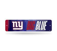 Rico Industries NFL Football New York Giants Plaque de rue en métal 10,2 x 38,1 cm Décoration d'intérieur - Chambre - Bureau - Man Cave