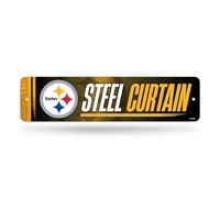 Rico Industries NFL Football Pittsburgh Steelers Plaque de rue en métal 10,2 x 38,1 cm Décoration d'intérieur - Chambre - Bureau - Man Cave