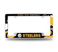 Rico Industries NFL Football Pittsburgh Steelers Wave Cadre de Plaque d'immatriculation chromé pour Voiture/Camion/SUV 30,5 x 15,2 cm