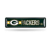 Rico Industries NFL Green Bay Packers Plaque de rue en métal (10,2 x 38,1 cm) - Idéal pour la maison, le bureau, la chambre à coucher et la caverne - Fabriqué