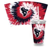 Rico Industries NFL Houston Texans Metallic Tye Dye NFL Football Team 16 oz Gobelet transparent avec paille blanche