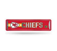 Rico Industries NFL Kansas City Chiefs Plaque de rue en métal (10,2 x 38,1 cm) - Idéal pour la maison, le bureau, la chambre à coucher et la grotte - Fabriqué en argent