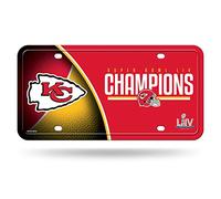 Rico Industries NFL Kansas City Chiefs Super Bowl LIV Champions Plaque d'immatriculation Métal