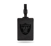 Rico Industries NFL Las Vegas Raiders Étiquette de bagage en daim gravée au laser Noir Carte d'identité incluse