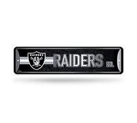 Rico Industries NFL Las Vegas Raiders Home Décor Metal Street Sign (4" x 15") - Great for Home, Office, Bedroom, & Man Cave - Made,Silver
